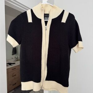 Women’s Black and Cream Sweater